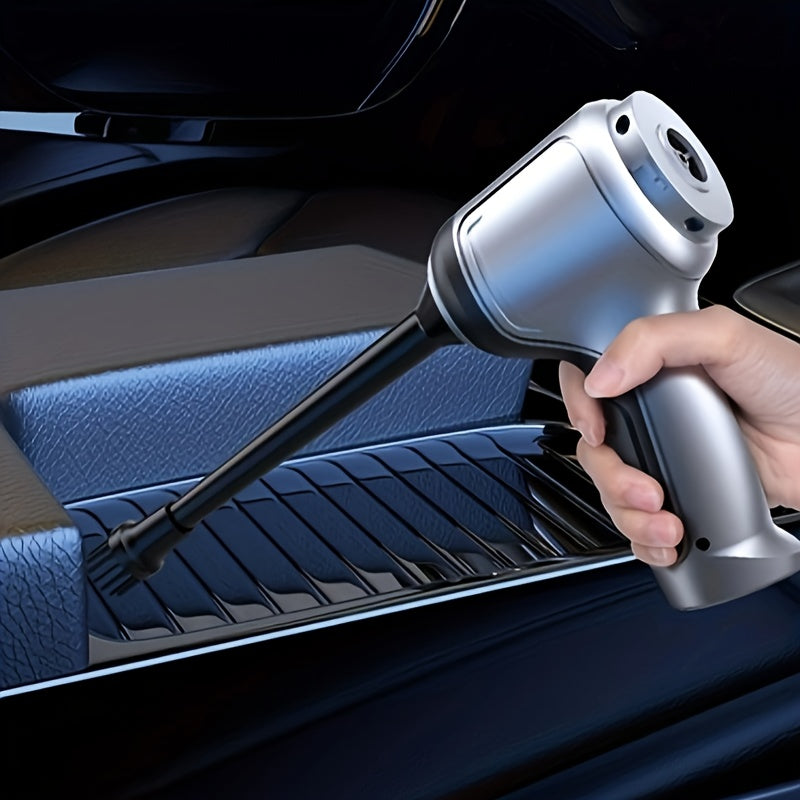 Trådlös handhållen bilvakuumsugare, 12000PA hög sugkraft, USB-uppladdningsbar litiumpolymervåt, 20 min drifttid, 84 dB tyst drift, 0,2-0,3 l dammflaska, ABS-hartsbotten, tillbehörssats ingår