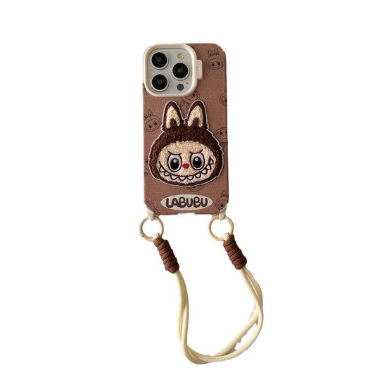 Fuzzy Nomad Labubu Phone Case with Wrist Strap-0